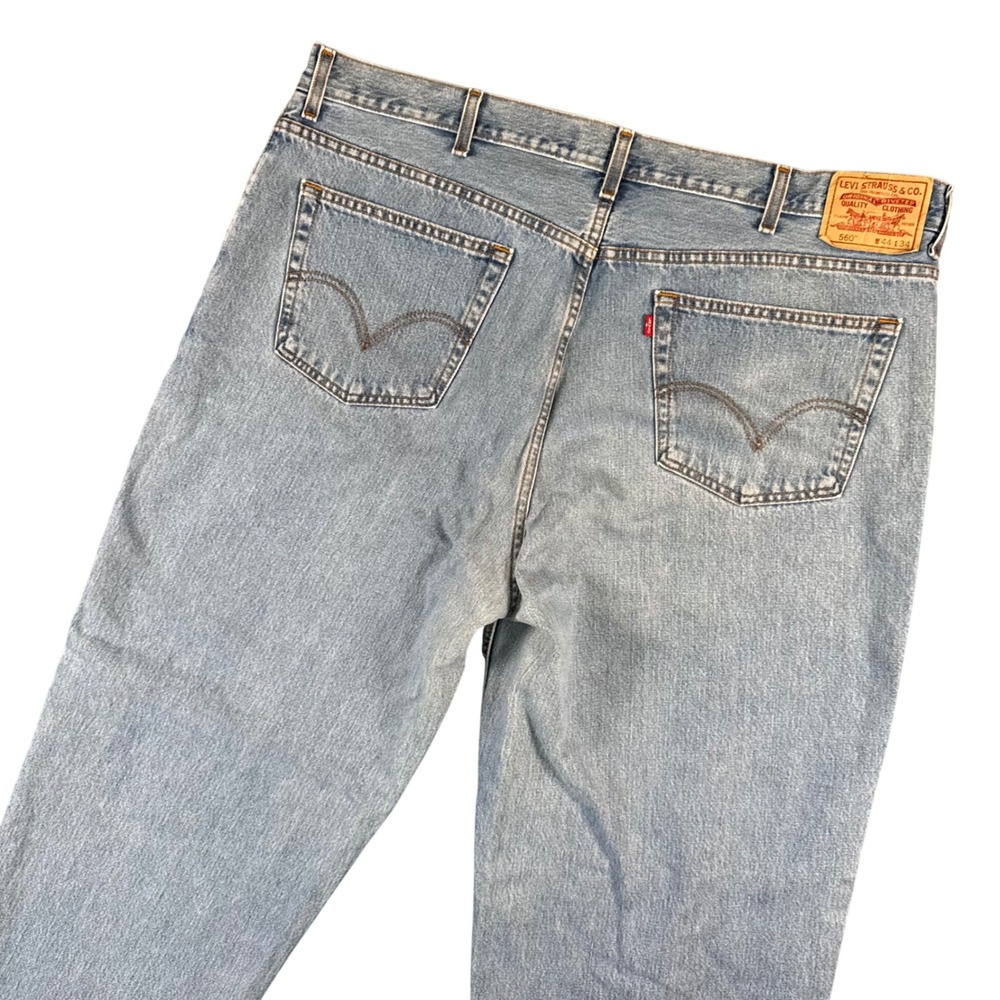 Levi's 560 Comfort Fit Light Wash Denim Jeans Y2K Relaxed Mens 45x34